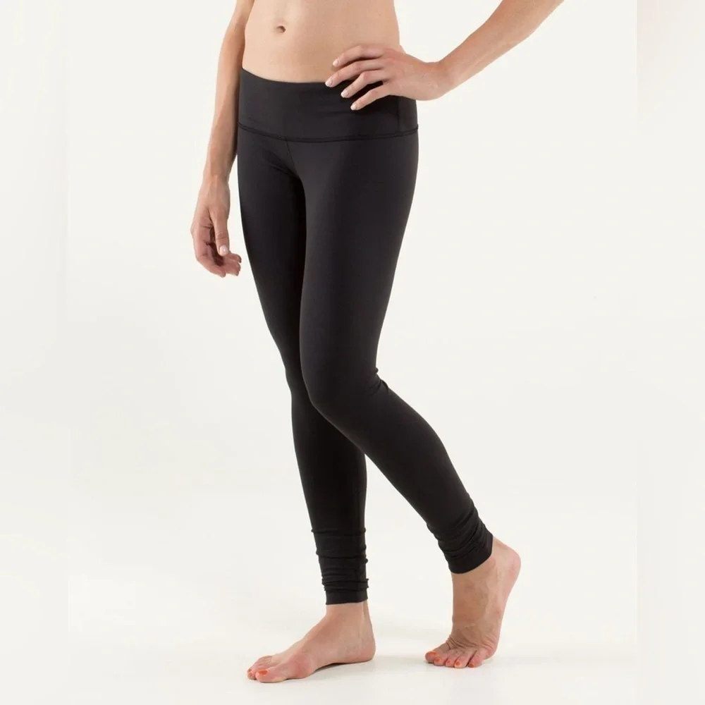Lululemon Wunder Under Leggings Size 6 Black Full Length Luon 30.5